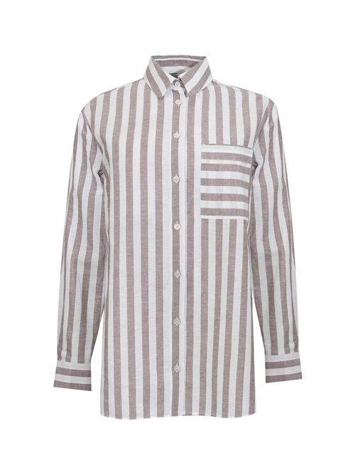 Camicia MMLULULO a righe in misto lino e cotone MM Max Mara | 2616111018600001